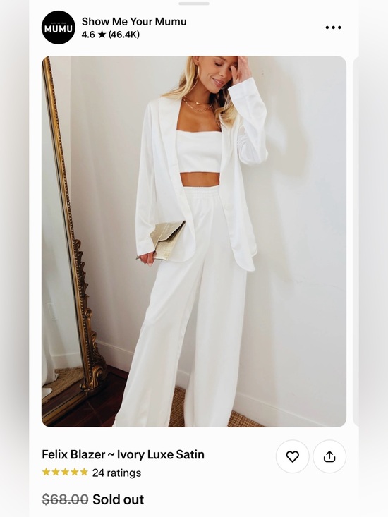 Show Me Your MuMu Jackets & Blazers - NWT Show Me Your Mumu Felix Blazer – Ivory Satin, Size M